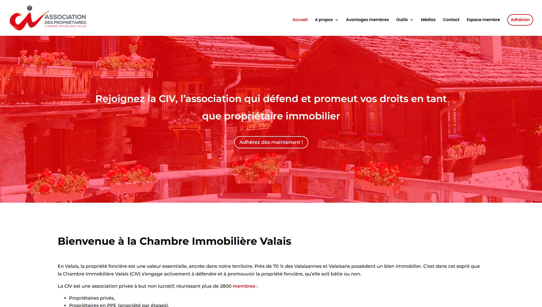 Homepage Chambre Immobilière Valais