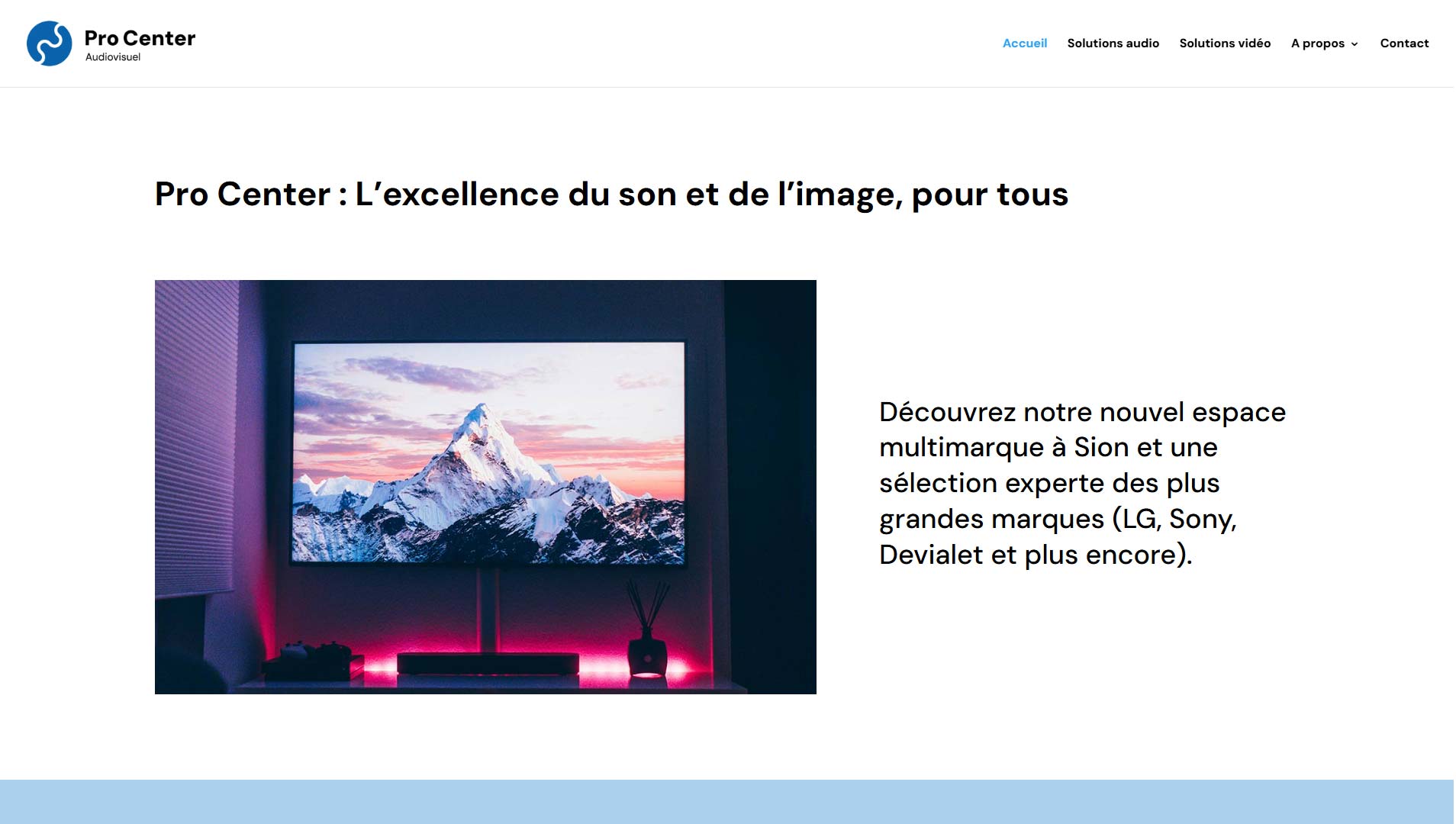 Homepage Pro Center Audiovisuel